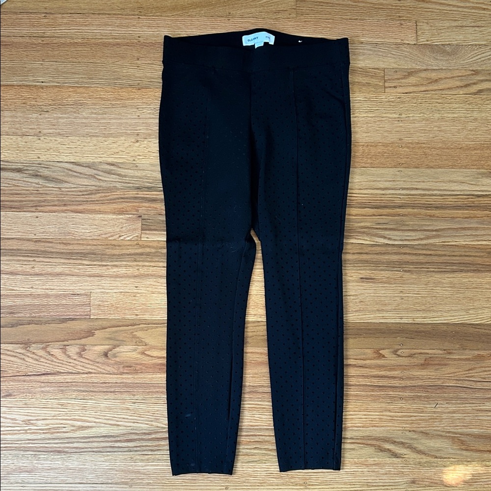 Old Navy Black Velvet Polka Dot Fitted Trouser